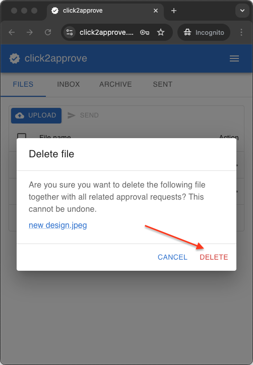 File deletion confirmation