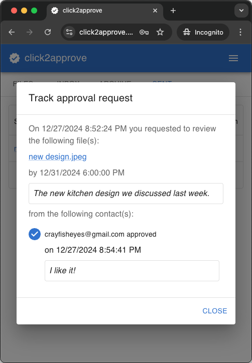 Approved request details